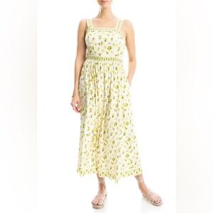 NWOT max studio London lemon pocketed modest maxi dress cottagecore prairie